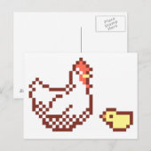鶏と雛のピクセル絵葉書 ポストカード (正面/裏面)