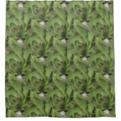 鶏と雛の多肉性自然模様 シャワーカーテン (正面)