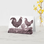 鶏と鶏のグリーティングカード カード (黄色い花)