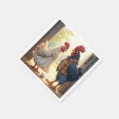 鶏と鶏のユーモア スタンダードカクテルナプキン (角)