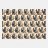 鶏と鶏のユーモア ラッピングペーパーシート (正面2)