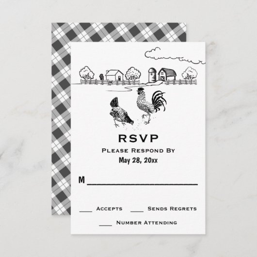 鶏と鶏肉カントリーファーム結婚ズ 出欠カード (正面/裏面)