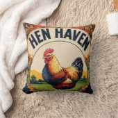 鶏と鶏食べ物を与えの袋の芸術 クッション (ブランケット)