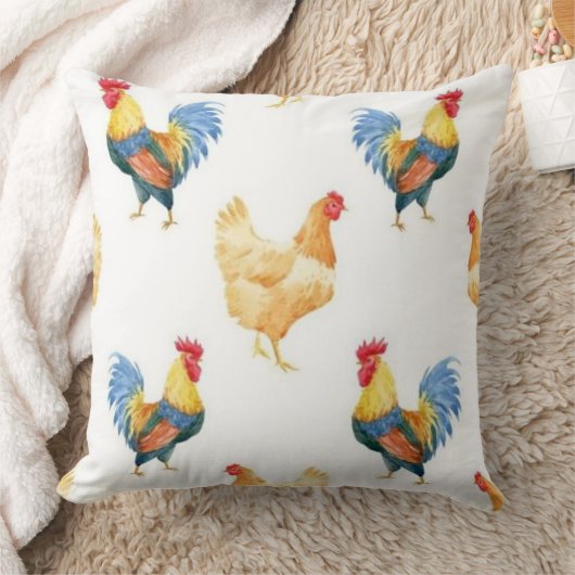 鶏と鶏 クッション (ブランケット)