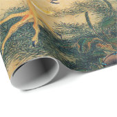 鶏と鶏、紫陽花を持つ鶏、伊藤若冲筆 ラッピングペーパー (ロールコーナー)