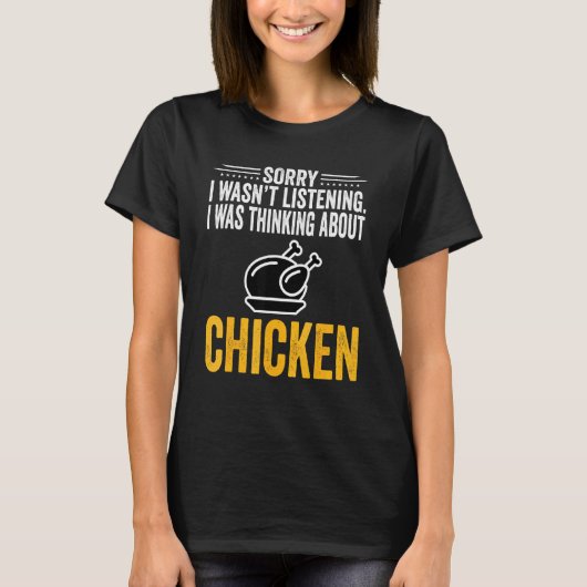 鶏について考えていた - クリスピーチキンを食べる人 Tシャツ (正面)