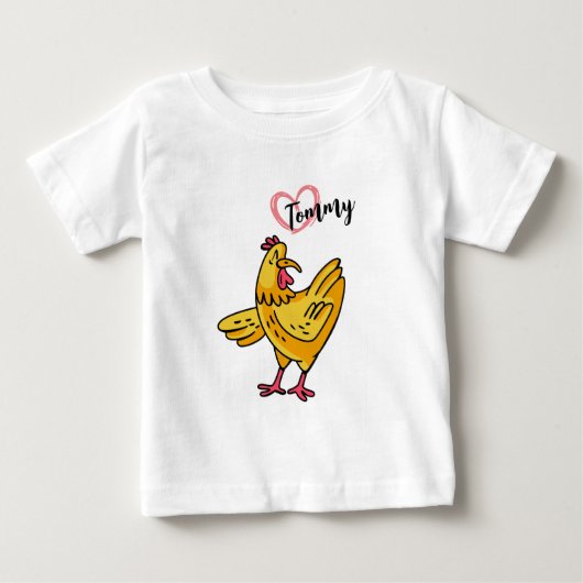 鶏に名前を追加する誕生日ギフト、千曲愛好家 ベビーTシャツ (正面)