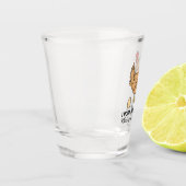 鶏のウンチの朝食のおもしろいなデザイン ショットグラス (左)