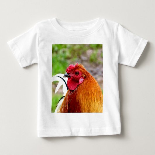 鶏のオンドリの待っている本当愛 ベビーTシャツ (正面)