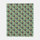 鶏のカラフル鳴く動物のパターン フリースブランケット (正面)