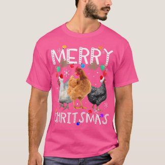 鶏のクリスマスイルミネーション メリークリスマス鶏 Tシャツ