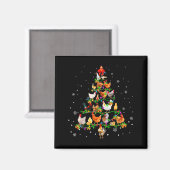 鶏のクリスマスツリーオーナメント デコ Xmas マグネット (正面/裏面)
