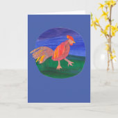 鶏のグリーティングカード、ファーム、鶏肉、パーソナライズ カード (黄色い花)