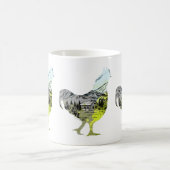 鶏のシルエットとファームデザインの内側 コーヒーマグカップ (中央)