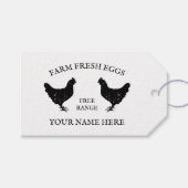 鶏のシルエットのフリーレンジ農場生卵 ギフトタグ (正面(横))