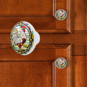 鶏のステンドガフェイクラス セラミックノブ