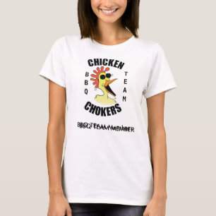 鶏のチョークバルブBBQのチームレディースTシャツ Tシャツ