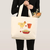 鶏のポットパイ ラージトートバッグ (正面(商品))