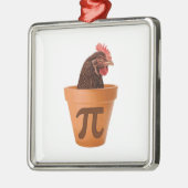 鶏のポットPi (および私心配は) メタルオーナメント (左)