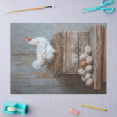 鶏のポートレートと卵の切り離し 薄葉紙 (クラフト)