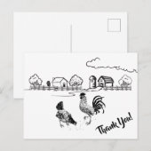 鶏のローストとメス 鳥小屋の農村 ポストカード (正面/裏面)