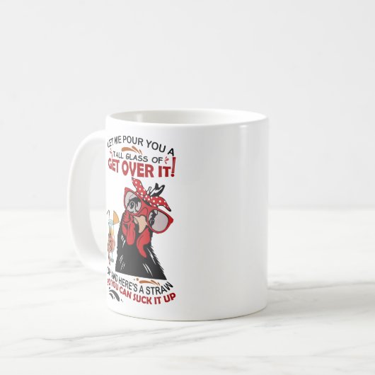 鶏の上に背の高いグラスを注ぎよう コーヒーマグカップ (正面左)