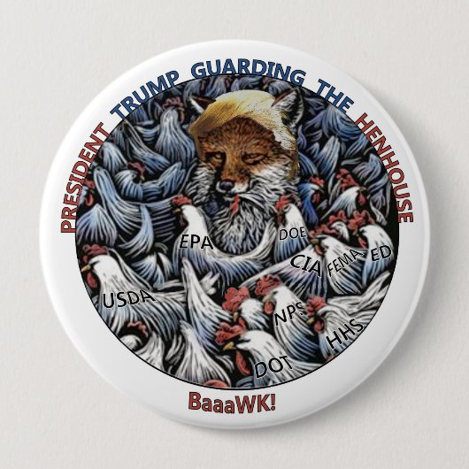 鶏の中のキツネ 缶バッジ (正面)