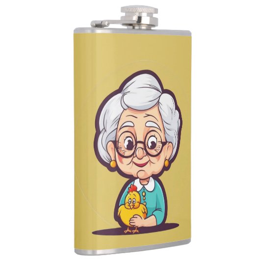 鶏の付いた老婦人 フラスク (右)