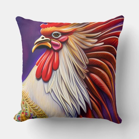 鶏の優雅さをキャプチャする クッション (正面)