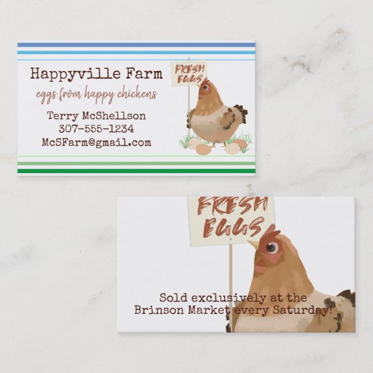 鶏の印の放し飼いの農場は名刺に卵を投げつけます 名刺 (正面/裏面)