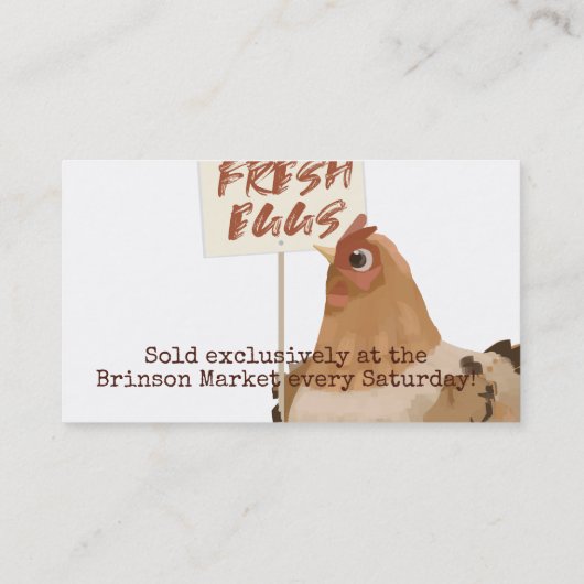 鶏の印の放し飼いの農場は名刺に卵を投げつけます 名刺 (裏面)