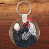 鶏の卵スケッチチキン哲学者 キーホルダー (正面)