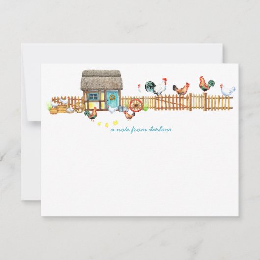 鶏の囲いファンシーの鶏|メモカード ノートカード (正面)