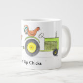 鶏の多いトレーラー ジャンボコーヒーマグカップ (正面右)