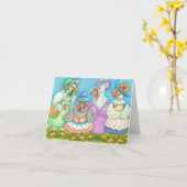 鶏の女性だけのパーティーのメッセージカードのブランク カード (黄色い花)