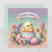 鶏の復活祭 招待状 (正面/裏面)