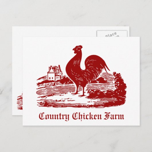 鶏の招待状(ピクニック、ファーマーズマーケット、B) ポストカード (正面/裏面)