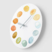 鶏の新しい卵の水彩画 ラージ壁時計 (傾斜)