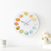 鶏の新しい卵の水彩画 ラージ壁時計 (ホーム)