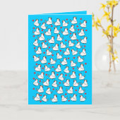 鶏の束のハートパターン-挨拶状 カード (黄色い花)