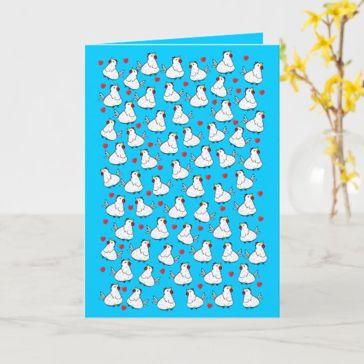 鶏の束のハートパターン-挨拶状 カード (黄色い花)