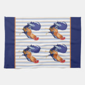 鶏の柄のストライプキッチンタオル キッチンタオル (横)