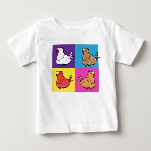 鶏の正方形-ベビーのワイシャツ ベビーTシャツ (正面)