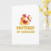 鶏の母おもしろい親の日の贈り物 カード (黄色い花)