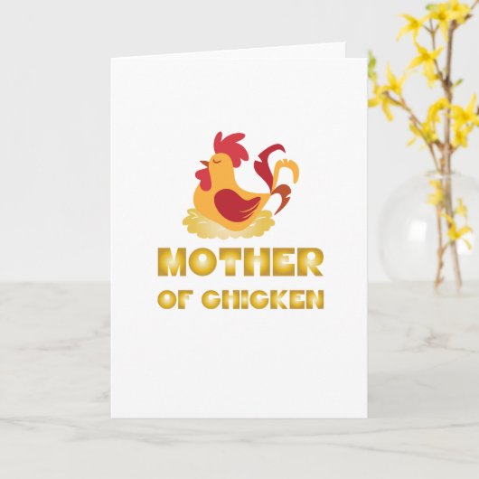 鶏の母おもしろい親の日の贈り物 カード (黄色い花)
