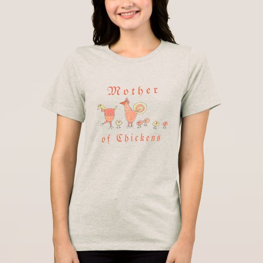 鶏の母親 イラスト ファームガール トライブレンドＴシャツ (正面)