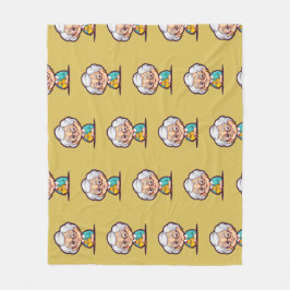 鶏の毛布を持ったお婆さん フリースブランケット