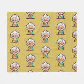 鶏の毛布を持ったお婆さん フリースブランケット (正面(横))