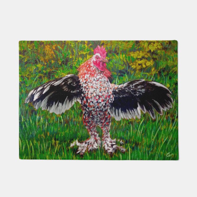 鶏の毛糸のエルビス ドアマット (正面)