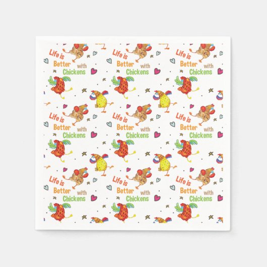 鶏の水彩アートで人生が良い スタンダードカクテルナプキン (正面)